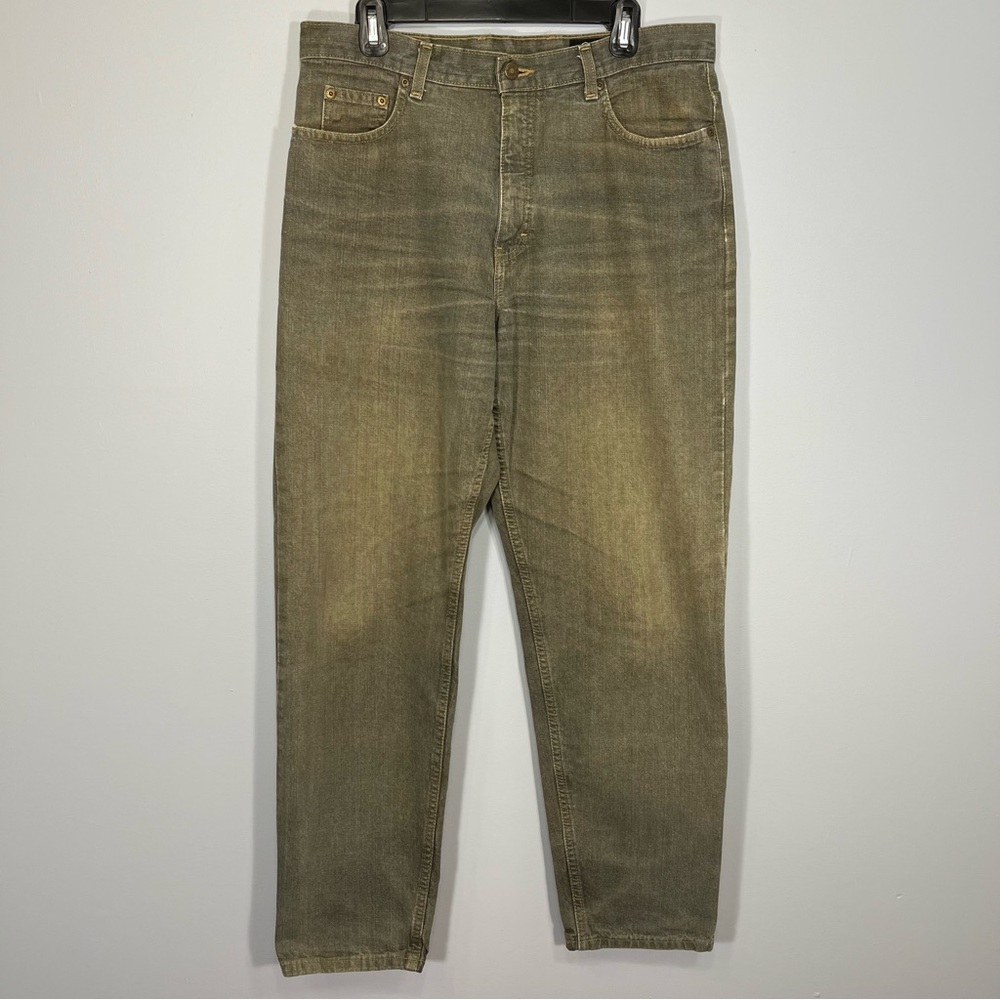 Eddie Bauer Denim High Rise Womens 14 Green Cotton Mom Jean Tapered